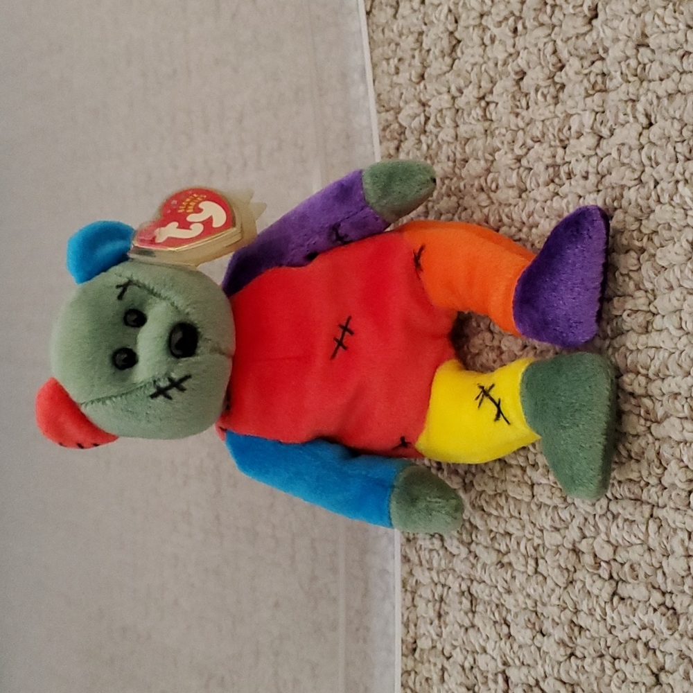 TY Beanie Baby - FRANKENTEDDY Bear (Green & Purple Feet) (8.5 inch)